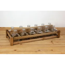 Ξύλινη βιτρίνα με 12 φιάλες 69 x 25 x 18