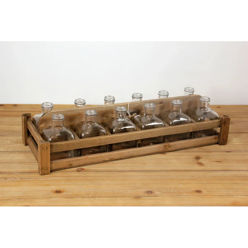 Présentoir en bois avec 12 bouteilles 69 x 25 x 18