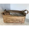Paniers avec poignées en cuir 3 pcs