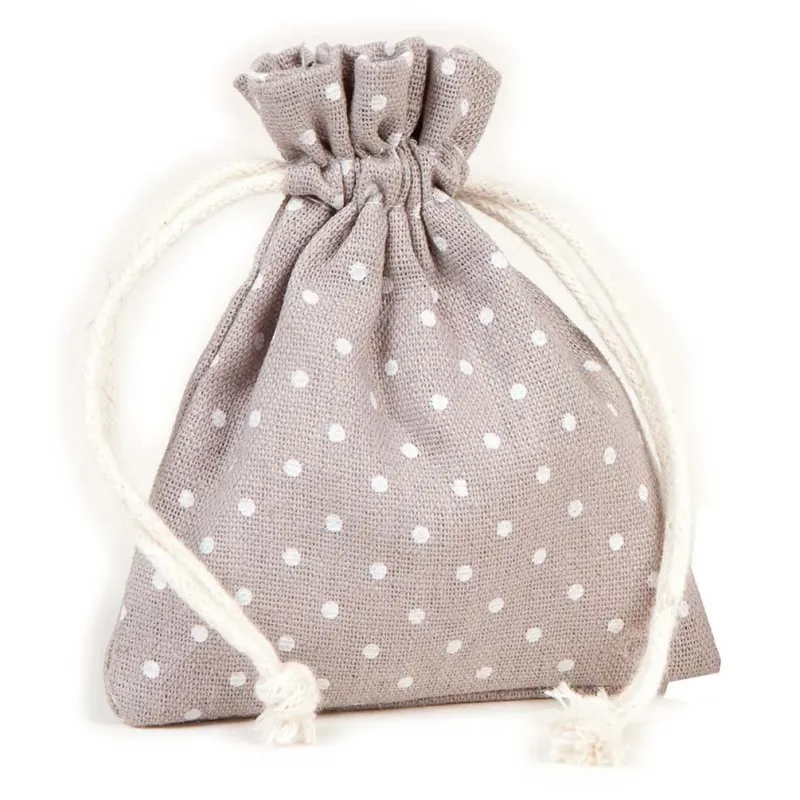 Sacchettino Natural Pois cm 9 x 12 pz.10 Pois bianchi