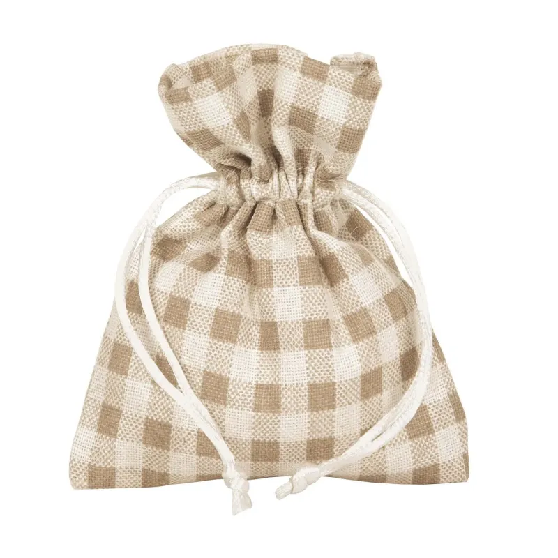 10 Checkered Sachets cm 9 x 12 Beige