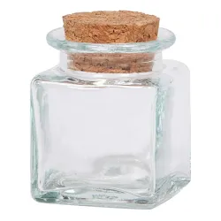 Vierkante glazen pot met kurkdop cm 4 x 4 x 5