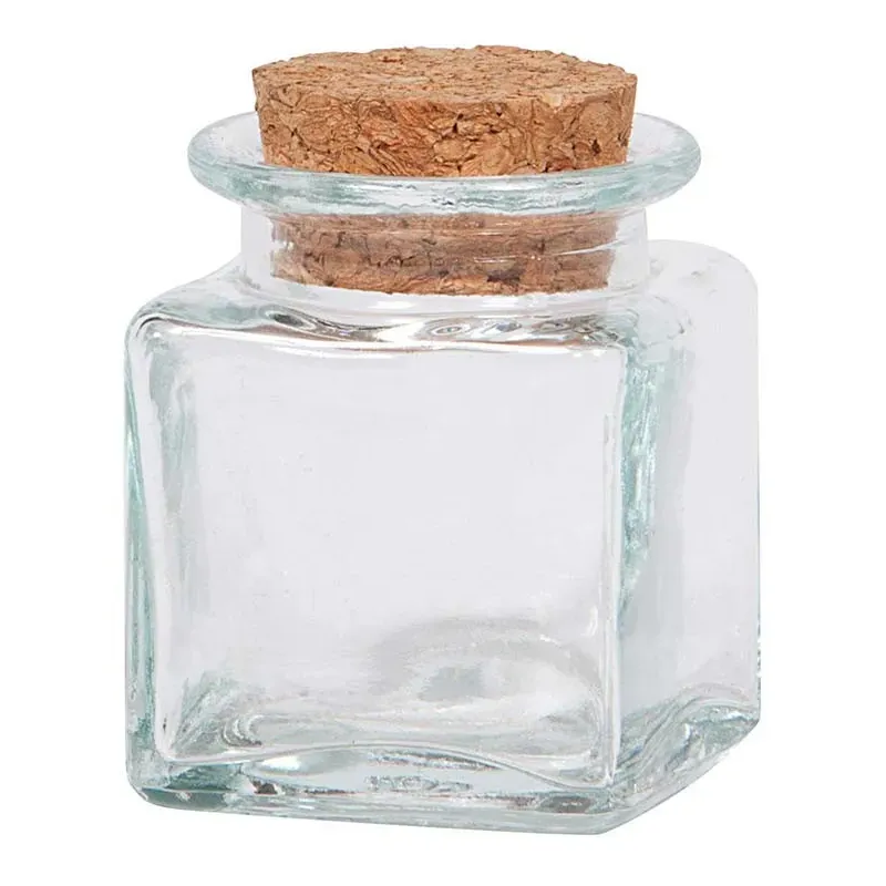 Tarro de cristal cuadrado con tapón de corcho
