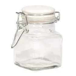 Fyrkantig glasburk med keramiskt lock cm 5,2 x 8