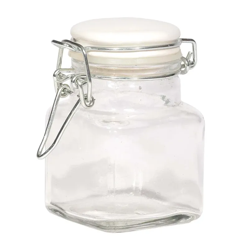 Pot carré en verre avec bouchon en céramique cm 5,2 x 8