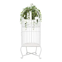 Romantischer Sitz mit weißem Metallbogen cm.72x40x185 für Gärten und Einrichtungsgegenstände