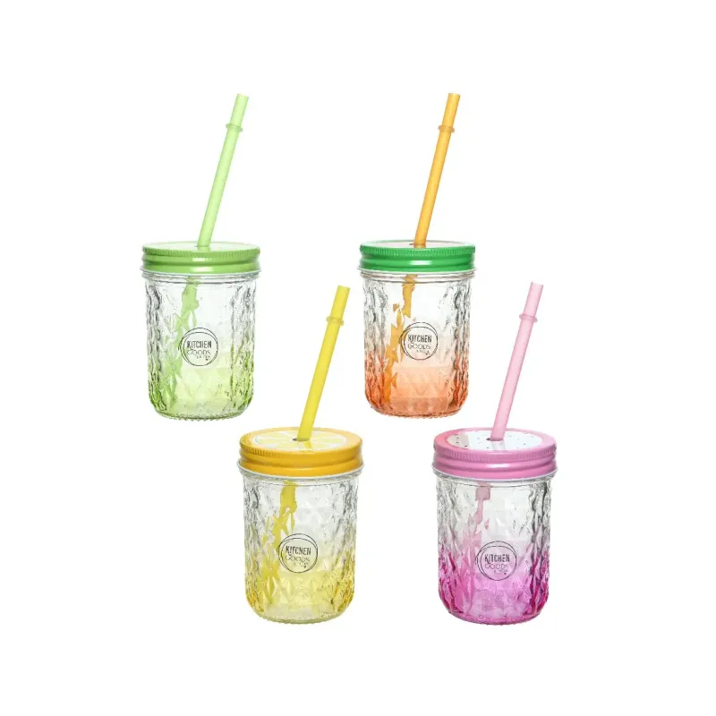 Cups with straw assorted colors