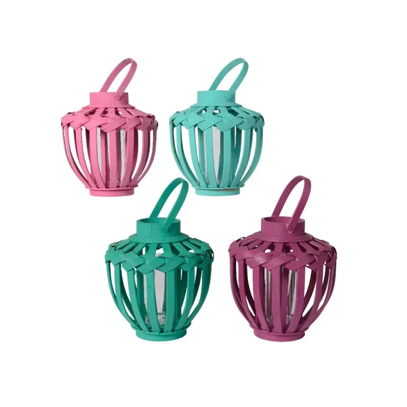 Lanterne en bambou couleurs assorties cm 25 x 25 x 26
