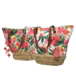 Bolso de algodón estampado surtido con cierre de clip