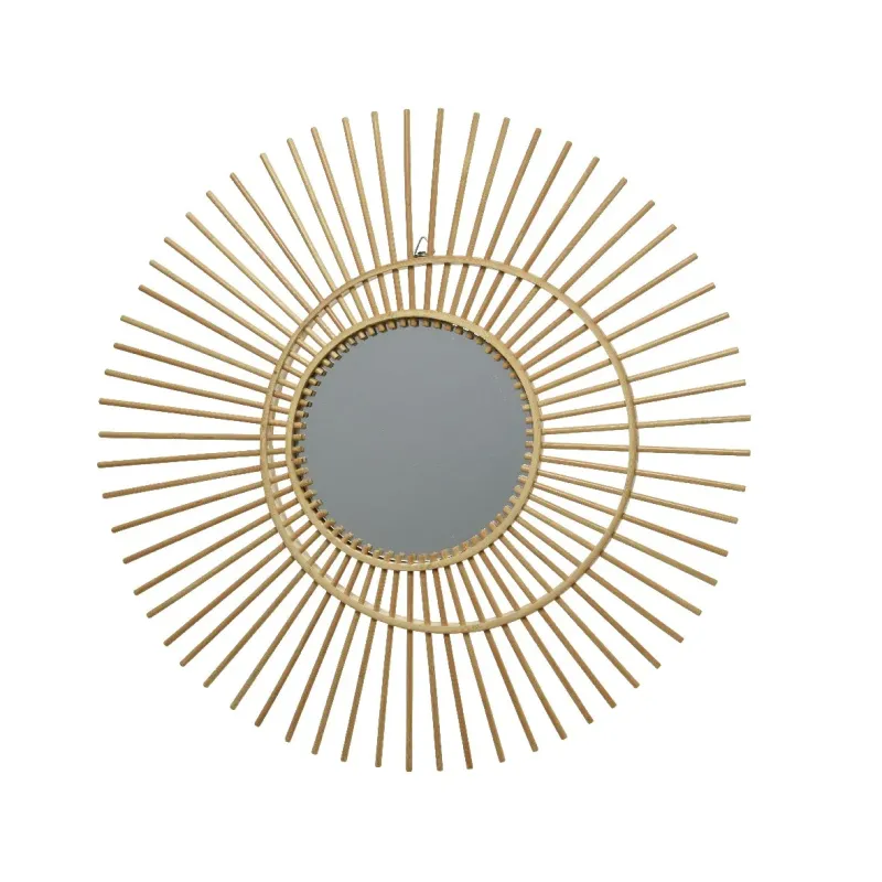 Spiegel met rotan decoratie D 60 cm