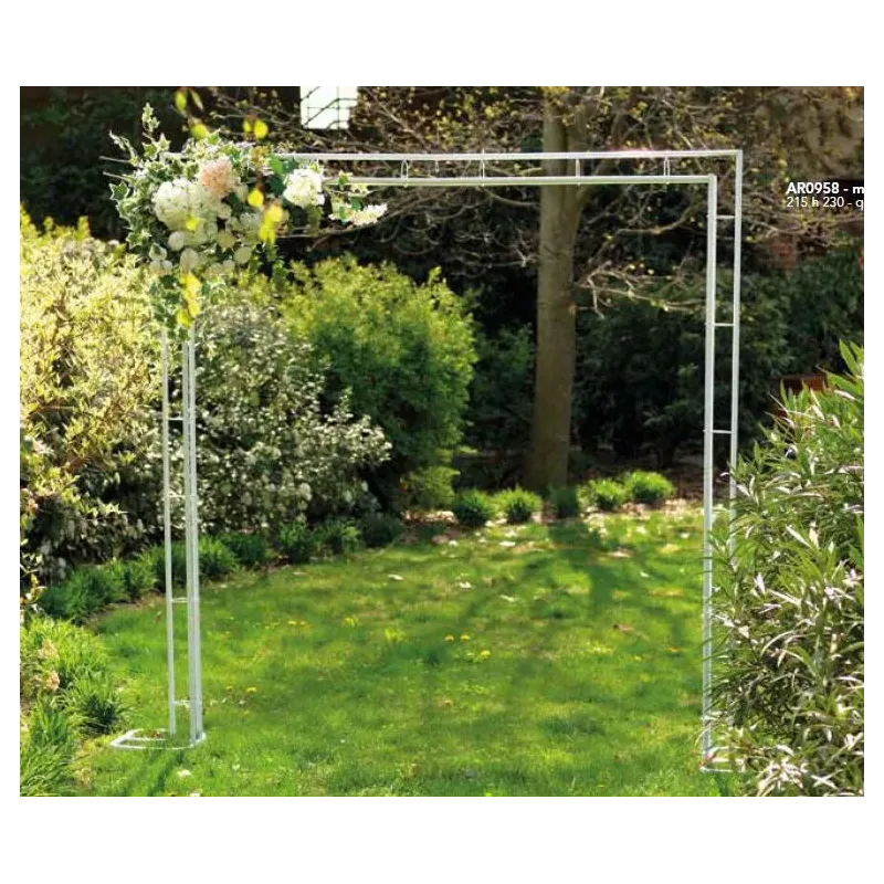 Rechteckiger Bogen aus weißem Metall cm 230 x 230H