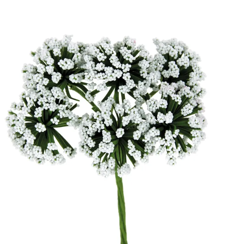 Flor Pom Pon pequeno branco 36 pcs