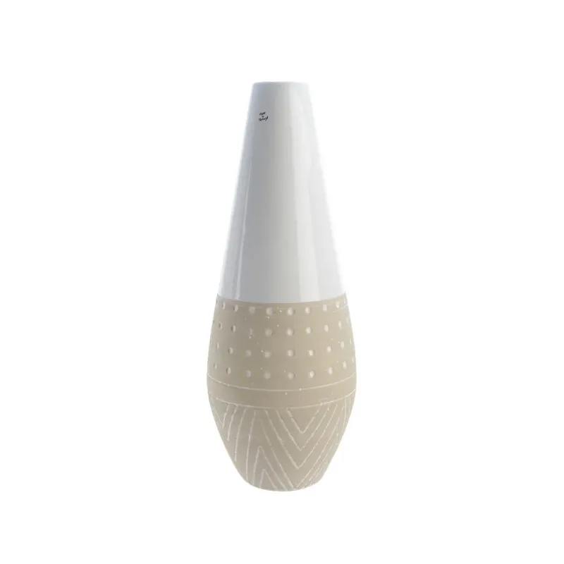 Vaso de cerâmica branca com decoração 24 x 60 cm