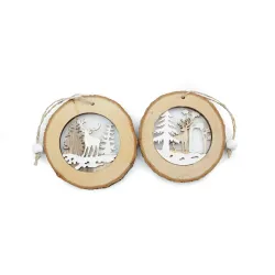 Wood Dec.w/Tree and Reindeer 8x17 cm 2pcs