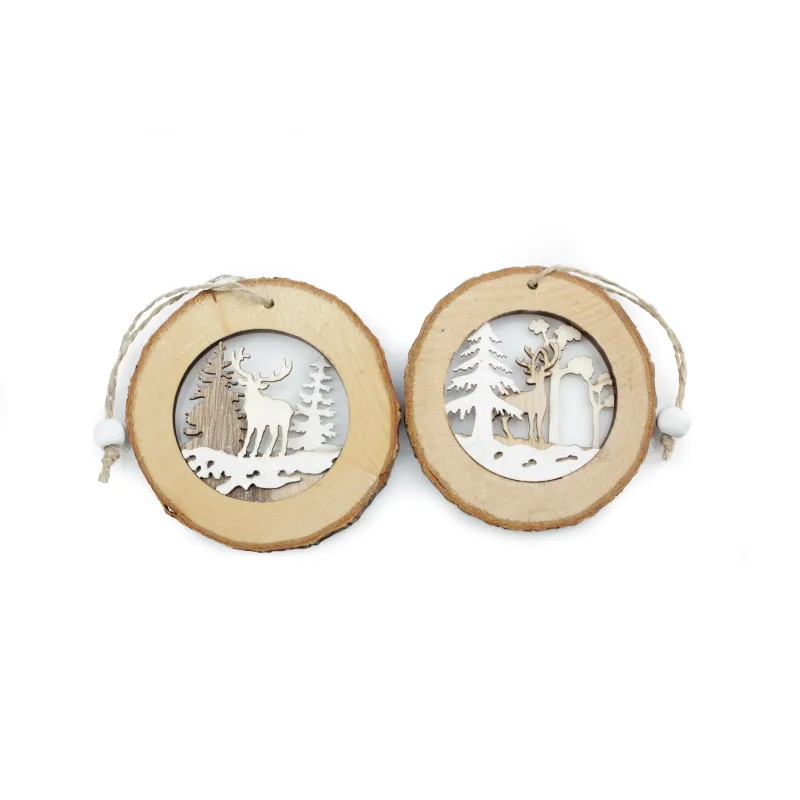 Madera Dec.c/Árbol y Reno 8x17 cm 2pcs