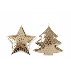 Tree and Star Metal Gold 5pcs. 13x13 cm.