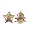 Träd och stjärna metall guld 5st. 13x13 cm.