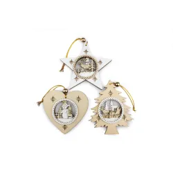 Dezembro para enforcar Wood Intar. 3 pcs 12x12cm.