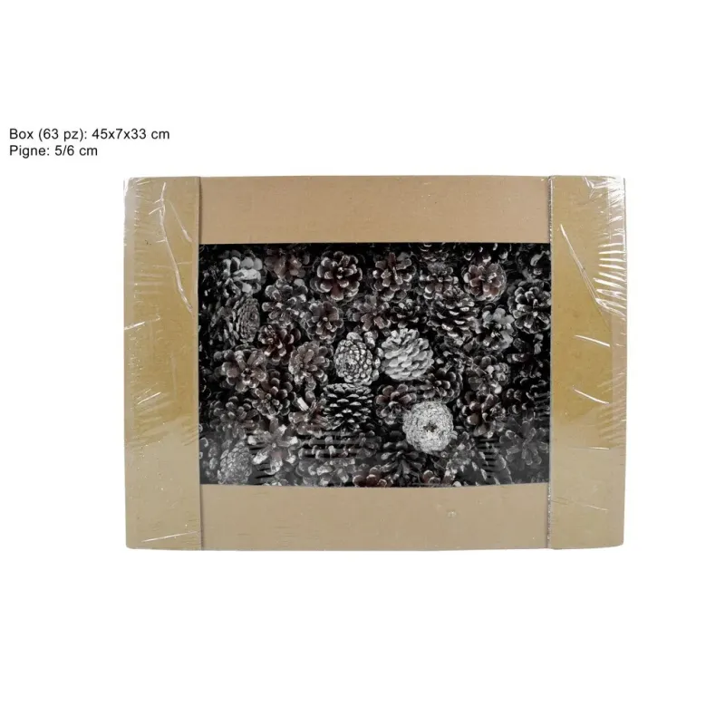 Besneeuwde dennenappels cm 5/6 Doos van 63 stuks