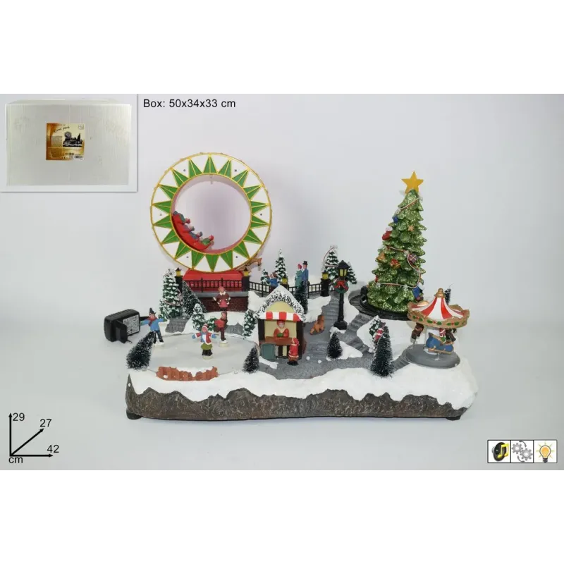 Kerstdorp met licht en muziek 42x29 H