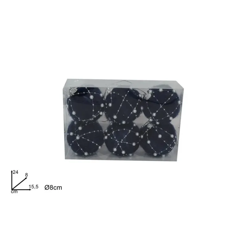 Palle Natalizie Blu cm 8 Confezione da 6 Pezzi