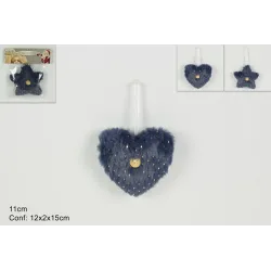 Percha Azul con Cuentas de Estrella/Corazón cm 11 H