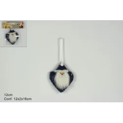 Percha de Papá Noel Azul/Blanco cm 12 H