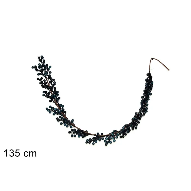 Decoro Ghirlanda con Bacche Blu cm 135 L