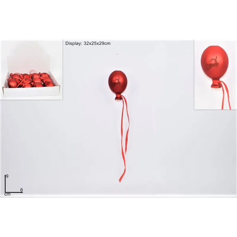 Glasballon mit Rentier und Band 9 cm