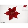 Fiore Stella di Natale in Velluto con Pinzetta 22 cm