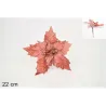 Fleur de poinsettia en velours avec pince à épiler 22 cm