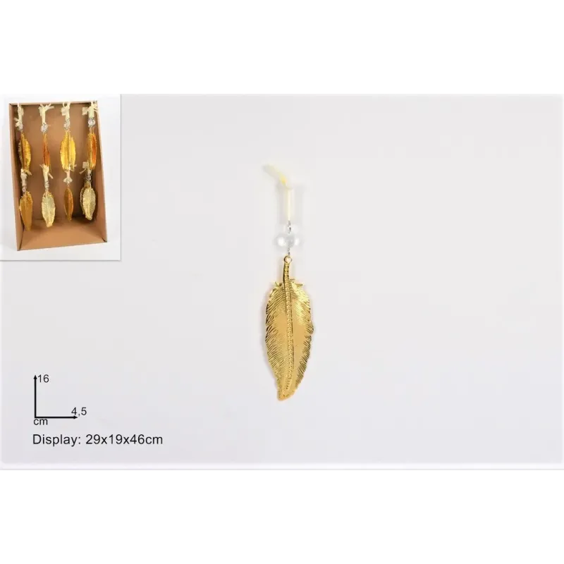 Fém levél 16 cm szalaggal