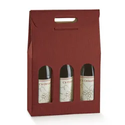Caja de Vino 3 Botellas con Ventana en Cartón Resistente Varios Colores para Bares, Restaurantes, Vinotecas