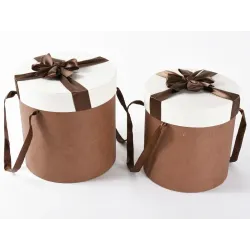 Conjunto de 2 caixas ovais marrons