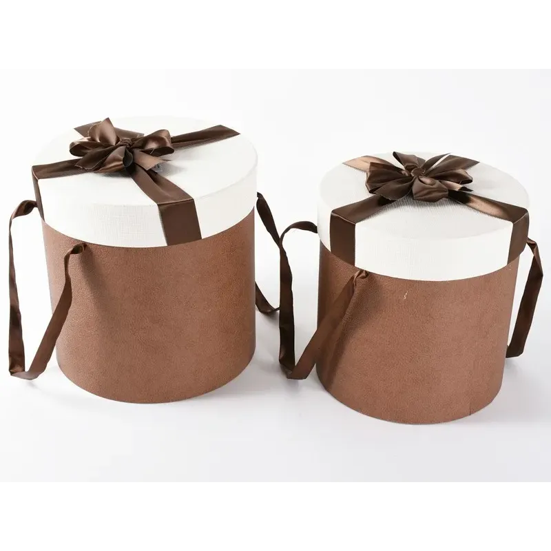 Lot de 2 boîtes ovales marron