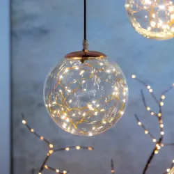 Γυάλινος Λαμπτήρας Σφαίρας με MicroLED Θερμό Λευκό