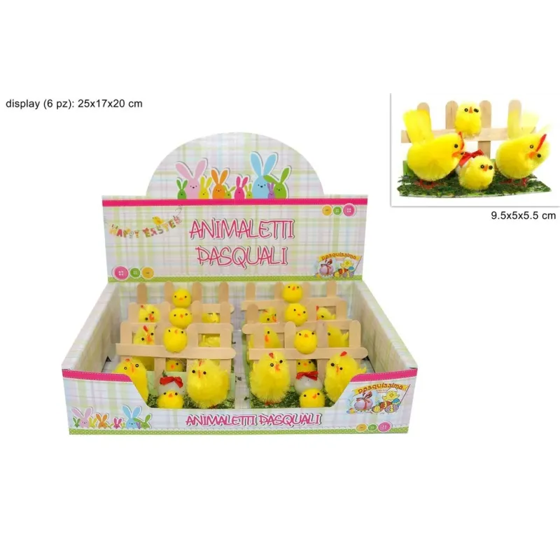 poussins avec clôture en bois 6 pièces