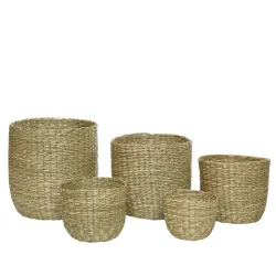 Set med 5 naturliga halmkorgar