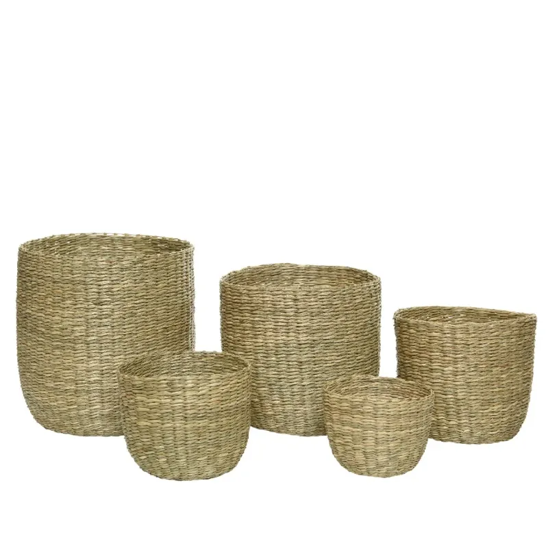 Set med 5 naturliga halmkorgar