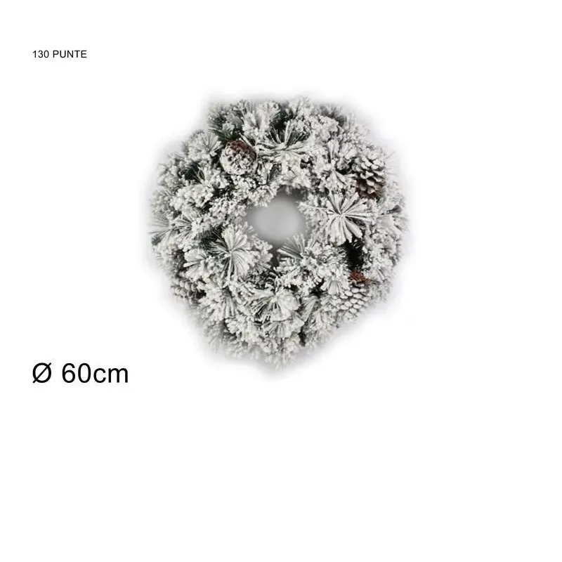 Round Snowy Garland with Pine Cones 60Cm | ChartaRè