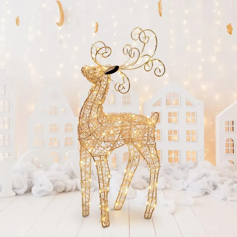 Copper-colored reindeer with warm white lights h 47cm | ChartaRè