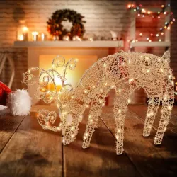 Copper-colored reindeer with warm white lights h 38cm | ChartaRè