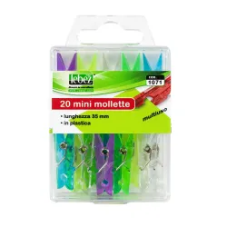 Neon miniclip pegs 35 mm, pack of 20 pieces.