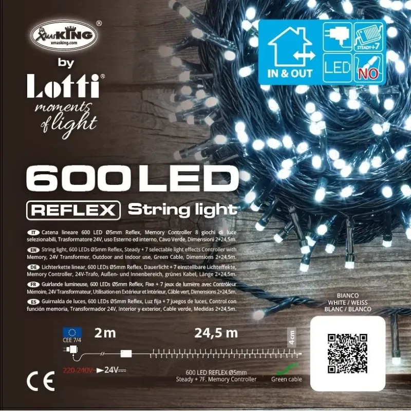 Mini lights 600 Led 27mt White or Multicolor Green Cable | ChartaRè