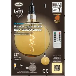 Vidro/Lâmpada LED Dourada Branco Quente