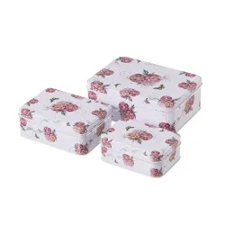 Set de 3 Cajas Metálicas con Rosas