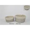2 paniers ronds en osier doublés en coton | ChartaRè