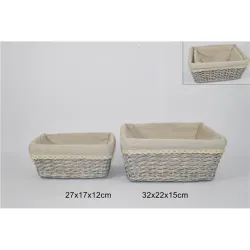 2 cestas rectangulares de mimbre forradas en algodón | ChartaRè