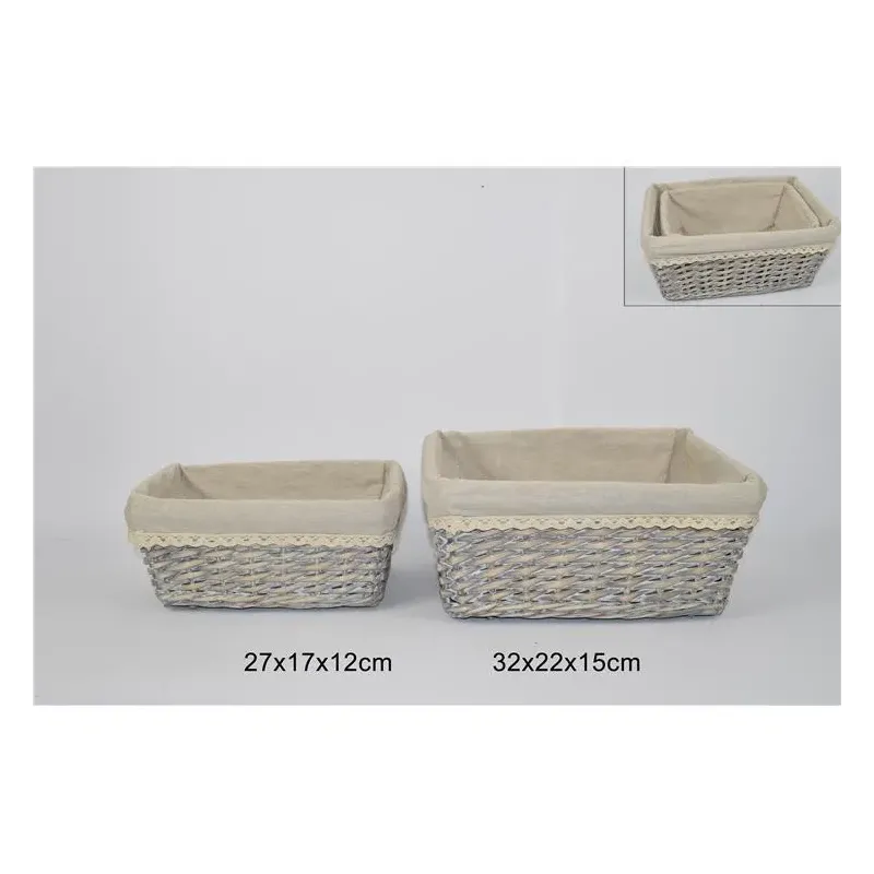 2 Rectangular Wicker Baskets Lined in Cotton | ChartaRè