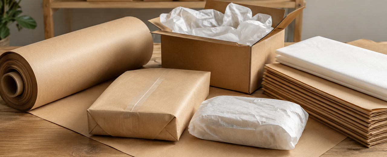 Packaging protettivo professionale per retail ed e-commerce con carte da imballaggio.